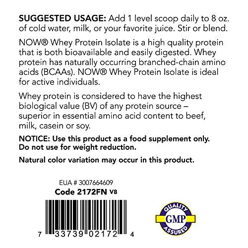 NOW Sports Whey Protein Isolate Unflavored Powder,1.2-Pounds Supplement Now Sports 