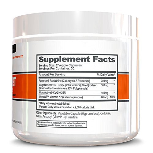Genius Heart & Cardiovascular Health Supplement – Cholesterol Lowering Vein & Blood Pressure Support w/Grape Seed Extract, Vitamin K2 MK7 & CoQ10 – Antioxidant Energy for Men & Women,60 Veggie Pills Supplement The Genius Brand 