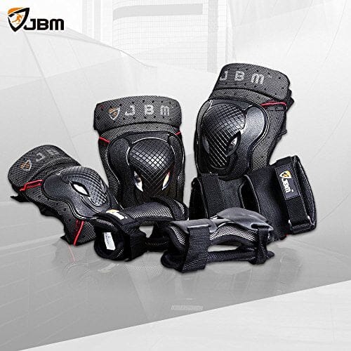 JBM Adult BMX Bike Knee Pads and Elbow Pads with Wrist Guards Protective Gear Set for Biking, Riding, Cycling and Multi Sports： Scooter, Skateboard, Bicycle (Black, Adult) Outdoors JBM international 