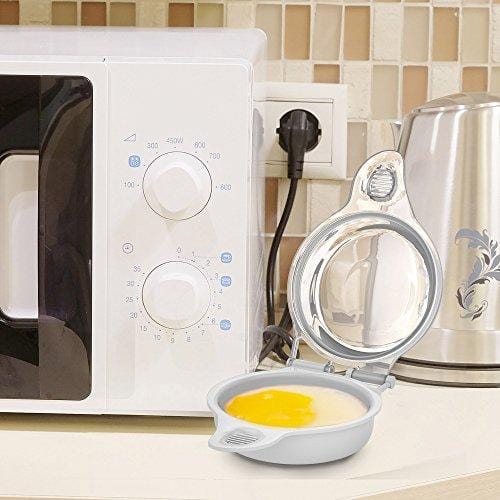 Chef Buddy 82-Y3496 Microwave Egg Maker, a Healthy Breakfast Cooking Utensil by Chef Buddy- Kitchen Essentials, Easy to Make- Holds Up to Two Eggs and Cooks in 45 Seconds , White Kitchen Chef Buddy 