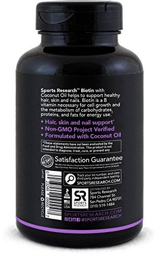 Biotin infused with organic virgin coconut oil - 5000iu (120 veggie-softgels) Supplement Sports Research 