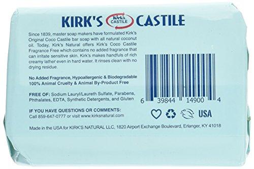 Kirk's Coco Castile Soap, Fragrance Free (5 Pack) Natural Soap Kirk's 