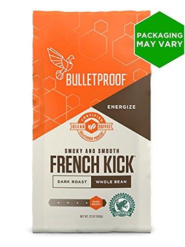 Bulletproof Coffee French Kick - Premium Gourmet Dark Roast Organic Beans, Certified Clean Coffee, Upgraded Whole Bean (12 Ounces) Coffee Bulletproof 