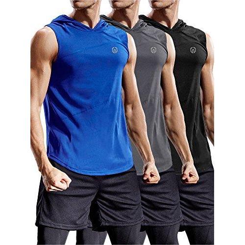 Neleus Workout Athletic Muscle Tank with Hoods Pack of 3 Activewear Neleus 
