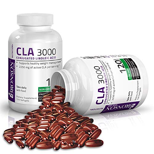 Bronson CLA 3000 Extra High Potency Supports Healthy Weight Management, Non-GMO Conjugated Linoleic Acid From Safflower Oil, Gluten Free, Stimulant Free, 120 Softgels Supplement Bronson 