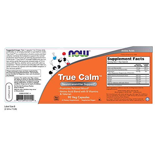NOW True Calm,90 Veg Capsules Supplement NOW Foods 