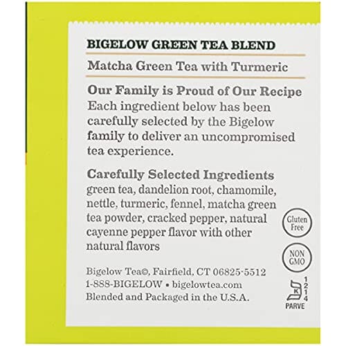 Bigelow Matcha Green Tea with Turmeric, Caffeinated, 18 Count (Pack of 6), 108 Total Tea Bags Grocery Bigelow Tea 