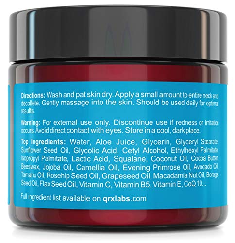 Lemon Verbena Neck Firming Cream – Tightening & Lifting Moisturizer for Loose, Wrinkled or Sagging Skin on Neck, Decollete & Chest – Best to Prevent Turkey/Crepe Neck – 2 fl oz Skin Care QRxLabs 