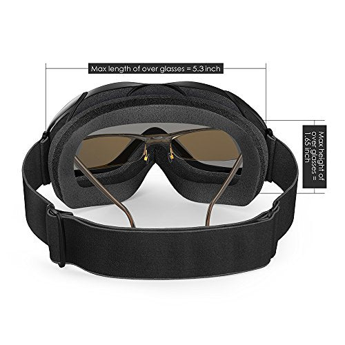OutdoorMaster OTG Ski Goggles - Over Glasses Ski/Snowboard Goggles for Men, Women & Youth - 100% UV Protection (Black Frame + VLT 10% Grey Lens with REVO Silver) Ski OutdoorMaster 