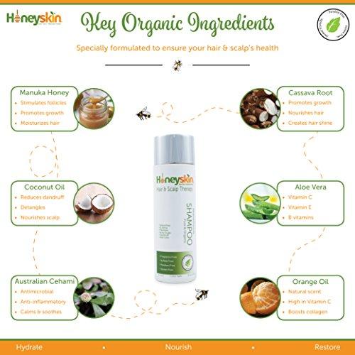 Gentle Restorative Shampoo (8 oz) Eczema, Psoriasis, Seborrhea, Dermatitis, Dandruff, Itchy Scalp Dry Scalp Treatment - Natural Organic Ingredients, Manuka Honey & Aloe Vera by Honeyskin Organics Hair Care Honeyskin Organics 