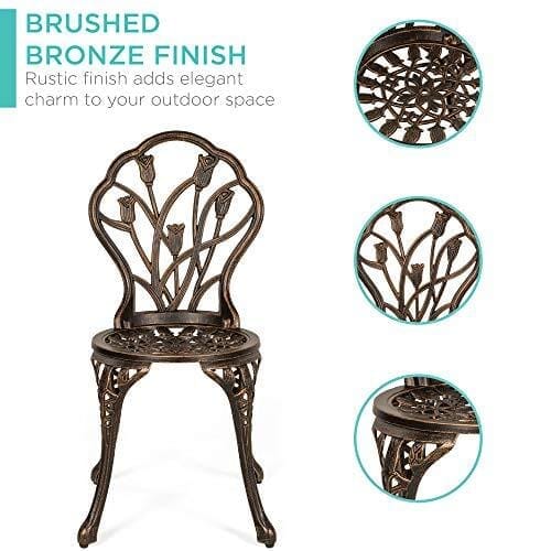 Best Choice Products 3-Piece Cast Aluminum Patio Bistro Furniture Set w/Antique Copper Finish Lawn & Patio Best Choice Products 