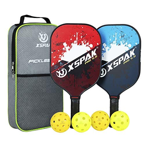 XS XSPAK Upgrade Pickleball Paddles Set of 2,Pickleball Set Lightweight Pickleball Racket,Polymer Honeycomb Core,Soft Cushion Grips, 1 Bag,2 Pickleball Paddles and 4 Balls for Indoor & Outdoors Sports XS XSPAK 