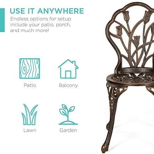 Best Choice Products 3-Piece Cast Aluminum Patio Bistro Furniture Set w/Antique Copper Finish Lawn & Patio Best Choice Products 