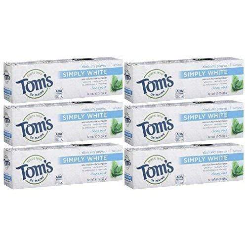 Tom's of Maine Simply White Natural Toothpaste, Clean Mint, 4.7 Ounce, Pack of 6 Toothpaste Tom's of Maine 