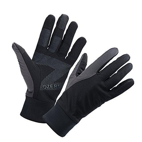 OZERO Driving Gloves for Men, Winter Warm Bike Glove for Smart Phone Texting with Non-Slip Silicone Gel - Thermal Cotton - Windproof and Waterproof for Running, Cycling - Black (X-Large) Outdoors OZERO 