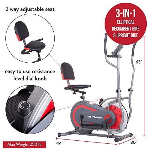 Body Flex Sports 3 in 1 Trio Trainer Home Gym Cardio Exercise