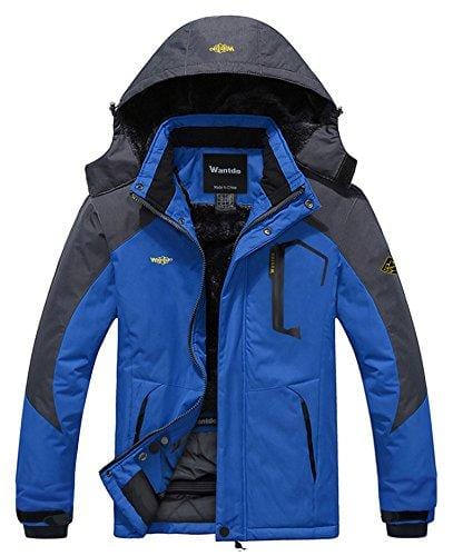 Wantdo Men's Waterproof Mountain Jacket Fleece Windproof Ski Jacket US S Sky Blue S Ski Wantdo 