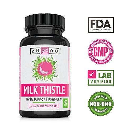 Milk Thistle Standardized Silymarin Extract for Maximum Liver Support - Detox, Cleanse & Maintain - Extract & Seed Complex - 60 Tablets Supplement Zhou Nutrition 