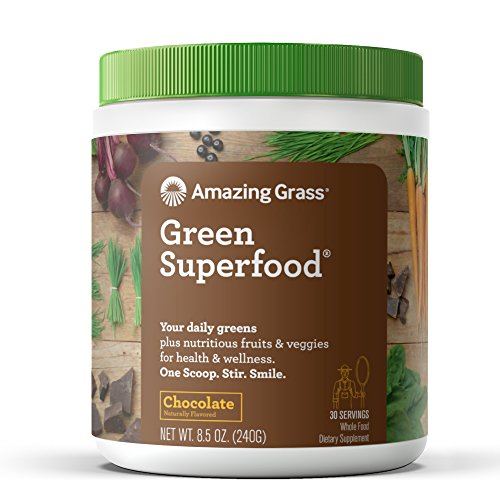 Amazing Grass Green Superfood Organic Powder with Wheat Grass and Greens, Flavor: Chocolate, 30 Servings Supplement Amazing Grass 