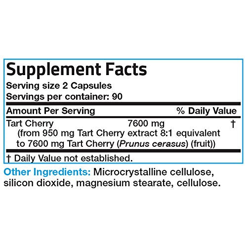 Bronson Tart Cherry Maximum Strength 7600 mg, 180 Vegetarian Capsules (90 Servings) Supplement Bronson 