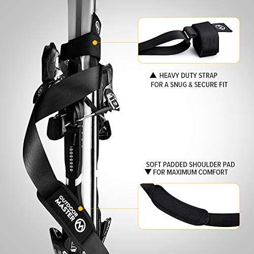OutdoorMaster Ski Strap - Ski Shoulder Sling Carrier with Secure Attachment, Extra Wide Strap with Shoulder Pad for Superior Comfort - for Men, Women and Kids Ski OutdoorMaster 