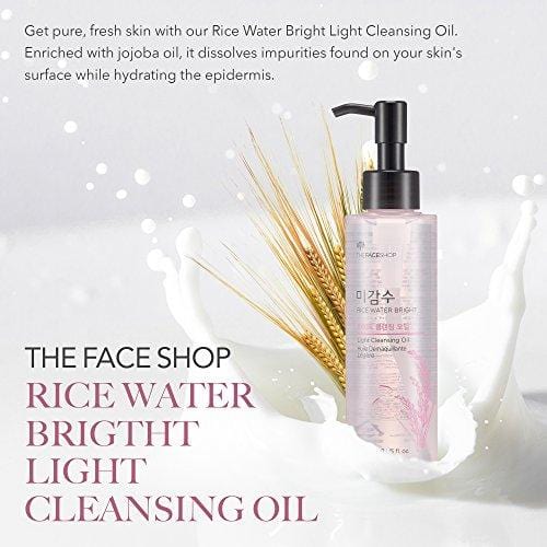 The Face Shop Facial Cleanser, Natural Rice Water Light Cleansing Oil Moisturizer for Dry or Oily Skin - 150 mL /5 Oz Skin Care THEFACESHOP 
