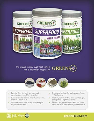 Greens+ Organic Superfood Raw | Essential Blend of Raw Green Foods, Superfruit and Sea Vegetables Powder | Vegan | USDA Organic | Dietary Supplement | Non - GMO, Soy Dairy & Gluten-Free | Size 8.46oz Supplement Greens+ 