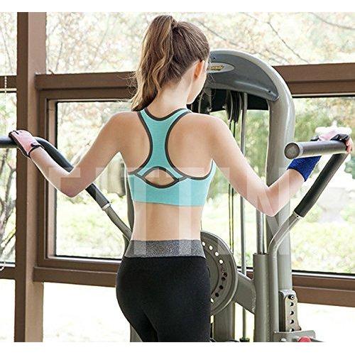 Fittin Womens Padded Sports Bras Wire Free with Removable Pads Pack of 3 Grey/Black/Aqua ,S Activewear FITTIN 