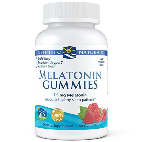 Nordic Naturals Melatonin Gummies - Chewable Gelatin-Free Gummies with 1.5 mg of Melatonin Help Maintain Healthy Sleep Patterns and Provides Antioxidant Support, Raspberry Flavor, 60 Count Supplement Nordic Naturals 