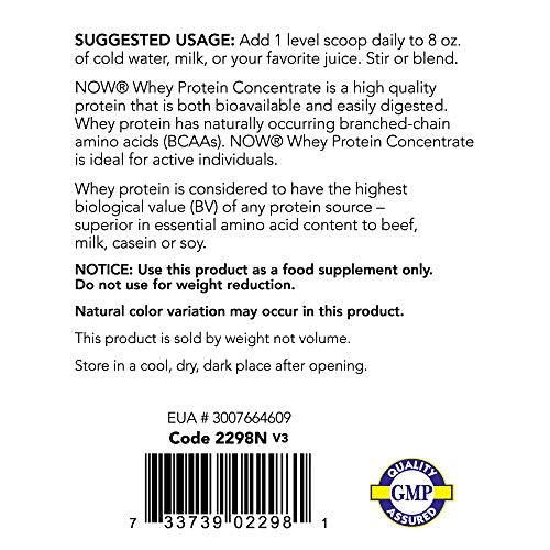 NOW Sports Whey Protein Concentrate Unflavored Powder,1.5-Pound Supplement Now Sports 