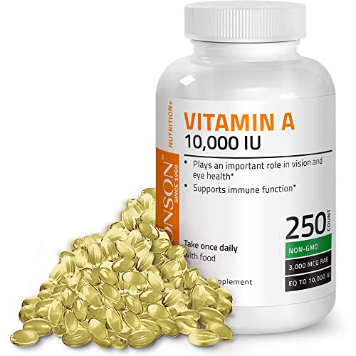 Bronson Vitamin A 10,000 IU Premium Non-GMO Formula, 250 Softgels Supplement Bronson 