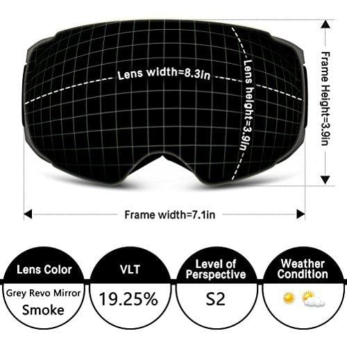 Zionor X4 Ski Snowboard Snow Goggles Magnet Dual Layers Lens Spherical Design Anti-Fog UV Protection Anti-Slip Strap for Men Women Ski Zionor 