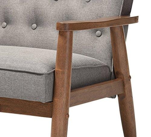 Baxton Studio Sorrento Mid-Century Retro Modern Fabric Upholstered Wooden Lounge Chair, Grey Furniture Baxton Studio 