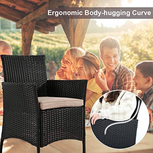 Patio Furniture Set 4 Piece Outdoor Wicker Sofas Rattan Chair Wicker Conversation Set Coffee Table Bistro Sets for Pool Backyard Lawn (Black) Lawn & Patio FDW 