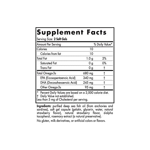 Nordic Naturals ProOmega Junior - Fish Oil, 340 mg EPA, 245 mg DHA, Support for Healthy Neurological, Nervous System, Eye, and Immune System Development*, Strawberry Flavor, 90 Soft Gels Supplement Nordic Naturals 