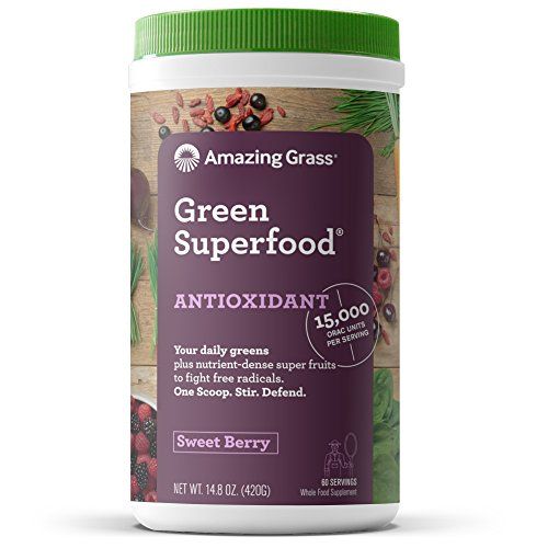 Amazing Grass Green Superfood Antioxidant Organic Powder with Wheat Grass, Elderberry, and Greens, Flavor: Sweet Berry, 60 Servings Supplement Amazing Grass 