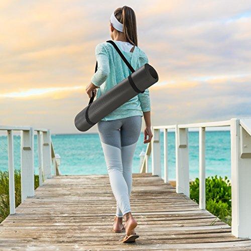 Extra Thick NBR Foam Yoga and Pilates Mat, Black Accessory Sivan Health and Fitness 
