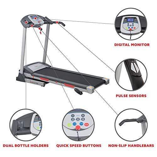 Sunny Health & Fitness SF-T7603 Electric Treadmill w/ 9 Programs, 3 Manual Incline, Easy Handrail Controls & Preset Button Speeds, Soft Drop System Sports Sunny Health & Fitness 
