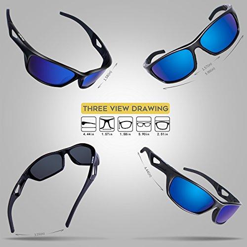 RIVBOS Polarized Sports Sunglasses Driving Glasses for Men Women Tr90 Unbreakable Frame for Cycling Baseball Running Rb831 (Black&Black Mirror Lens) Sunglasses RIVBOS 