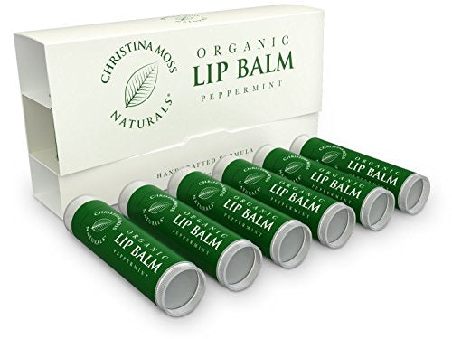 Lip Balm - Lip Care Therapy - Lip Butter - Made With Organic & Natural Ingredients - Repair & Condition Dry, Chapped, Cracked Lips - 6 Pack, Peppermint - Christina Moss Naturals Skin Care Christina Moss Naturals 