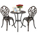 YAHEETECH 3 PCS Patio Set Tulip Design Setting Cast Bistro Table Chair Outdoor Patio Furniture, Aluminum, Antique Bronze Furniture YAHEETECH 