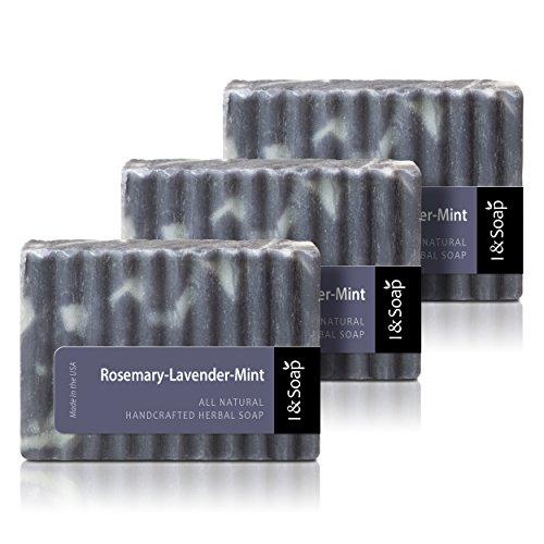 I & SOAP, All Natural Handcrafted Herbal Soap (Rosemary-Lavender-Mint) - 3 pack Natural Soap I & SOAP 