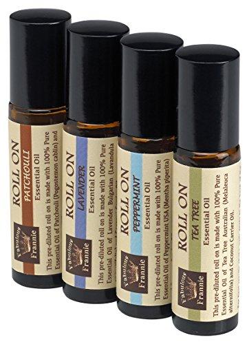 Pre-Diluted Essential Oil Roll-On Value Set made with Pure Essential Oils and Coconut Oil (Lavender, Patchouli, Peppermint and Tea Tree) by Fabulous Frannie Essential Oil Fabulous Frannie 