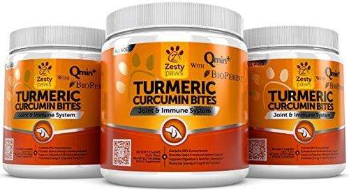 Turmeric Curcumin for Dogs - With 95% Curcuminoids for Hip & Joint + Arthritis Support - Digestive & Mobility + Immune Dog Supplement - With Organic Turmeric, Coconut Oil & BioPerine - 90 Chew Treats Animal Wellness Zesty Paws 