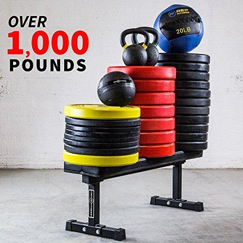 Rep 5-50 lb Rubber Hex Dumbbell Set with 3-Tier Dumbbell Rack and Flat Bench FB-3000 Sport & Recreation Rep Fitness 