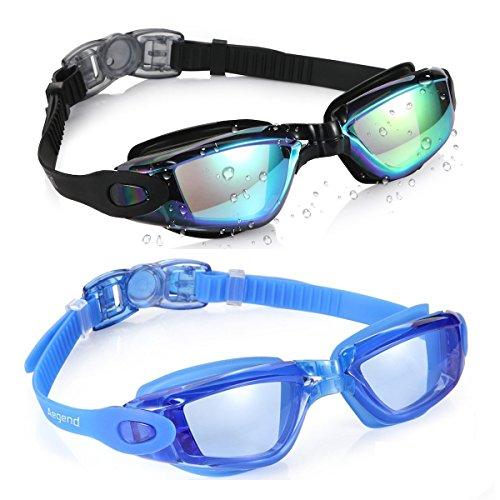 Aegend Swim Goggles, Pack of 2 Swimming Goggles Crystal Clear No Leaking Anti Fog UV Protection Triathlon Swim Goggles with Free Protection Case for Adult Men Women Youth Kids Child, 8 Choices Swim Goggles Aegend 
