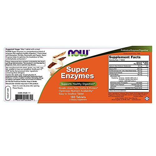 NOW Super Enzymes,180 Tablets Supplement NOW Foods 
