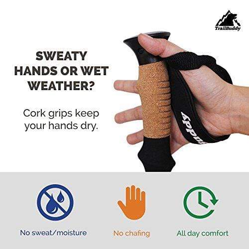 TrailBuddy Walking Poles - 2-pc Pack Collapsible Trekking or Hiking Sticks - Strong, Lightweight Aluminum 7075 - Quick Adjust Flip-Lock - Cork Grip, Padded Strap - Free Bag, Accessories (Beetle Red) Trekking poles TrailBuddy 