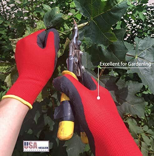 Coated Safety Gloves for Work - 10-Pair Pack, Firm Grip, General Purpose and Gardening, for Men and Women, Red, Size Small Tools GLL 