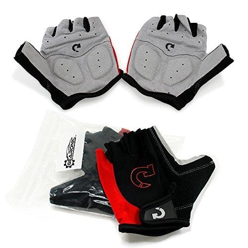 GEARONIC Cycling Bike Bicycle Motorcycle Glove Shockproof Foam Padded Outdoor Workout Sports Half Finger Short Gloves - Red"XL" Outdoors GEARONIC TM 